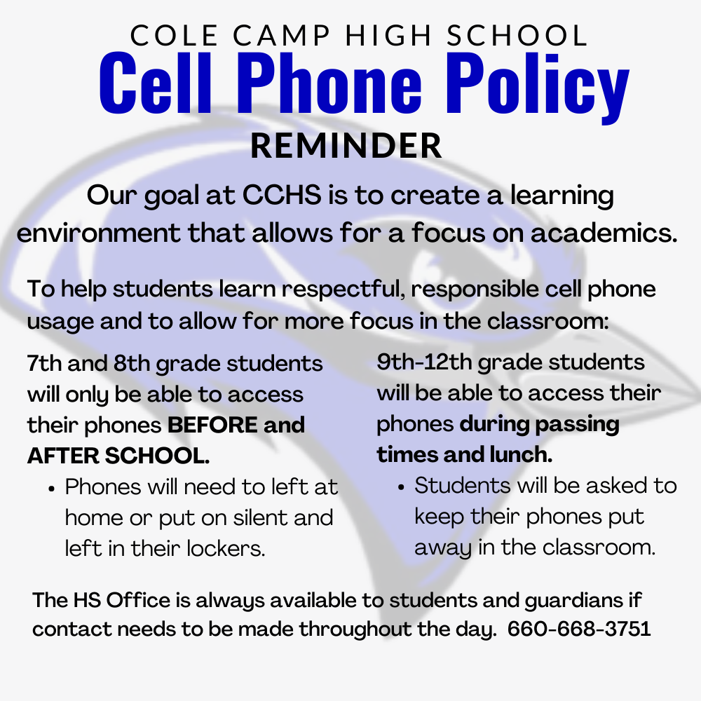Cell Phone Policy Reminder